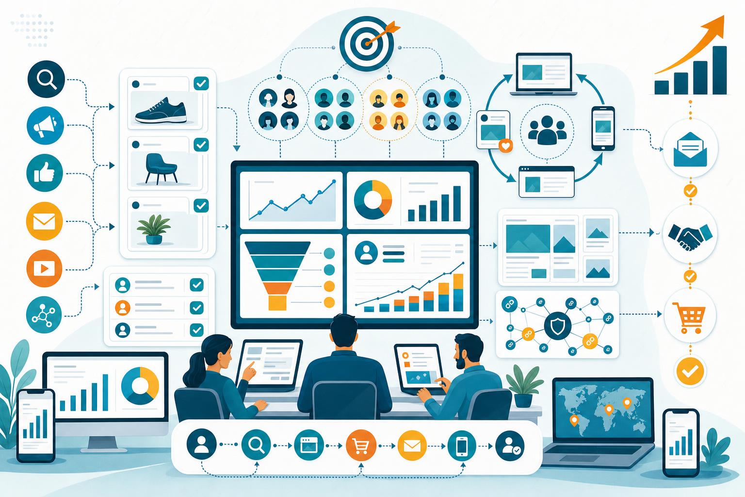 Fresh SEM integrated digital marketing services showing paid campaigns, lead generation, search visibility, and reporting
